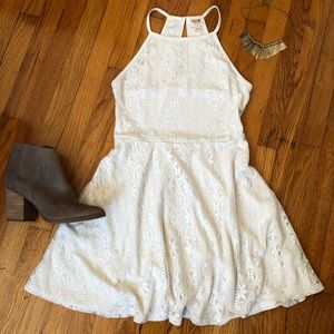 White Lace Halter Dress sz L